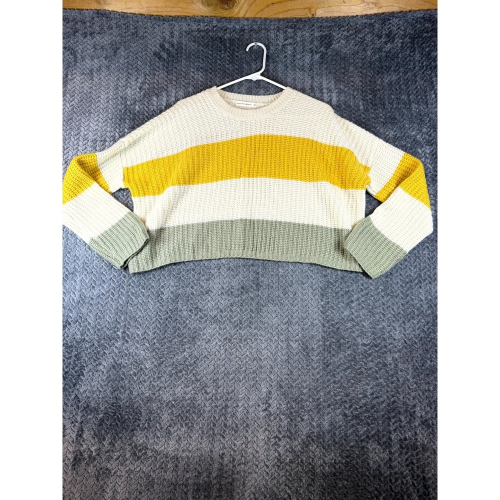 Moon & Madison Cropped Sweater Womens Medium Multicolor Striped Knit Ribbed
